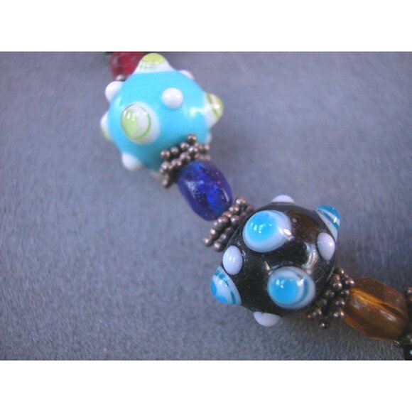 Handmade Lampwork Glass Beaded Necklace 17' - Picture 3 of 5